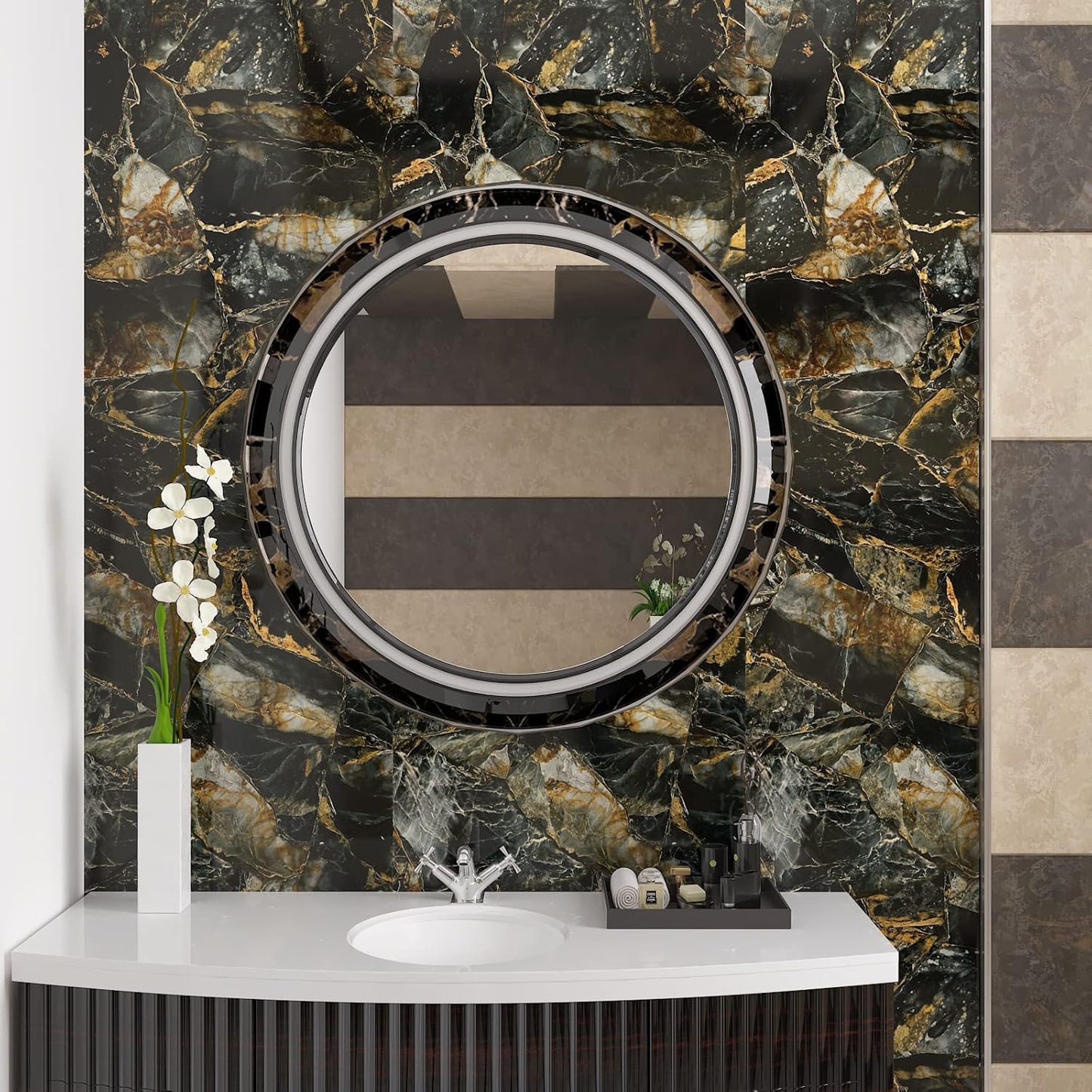 Blue Marble Contact Paper Granite Wallpaper Peel and Stick Self-Adhesive Waterproof Removable for Renters Table