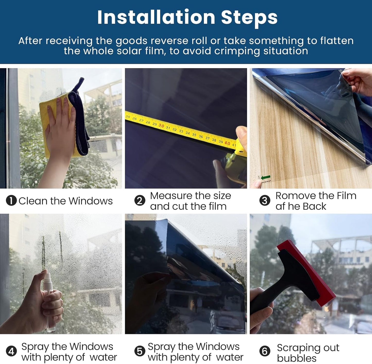 Window Privacy Film One Way Daytime Privacy Sun Blocking Anti UV Reflective Window Tint for Home and Office,Blue