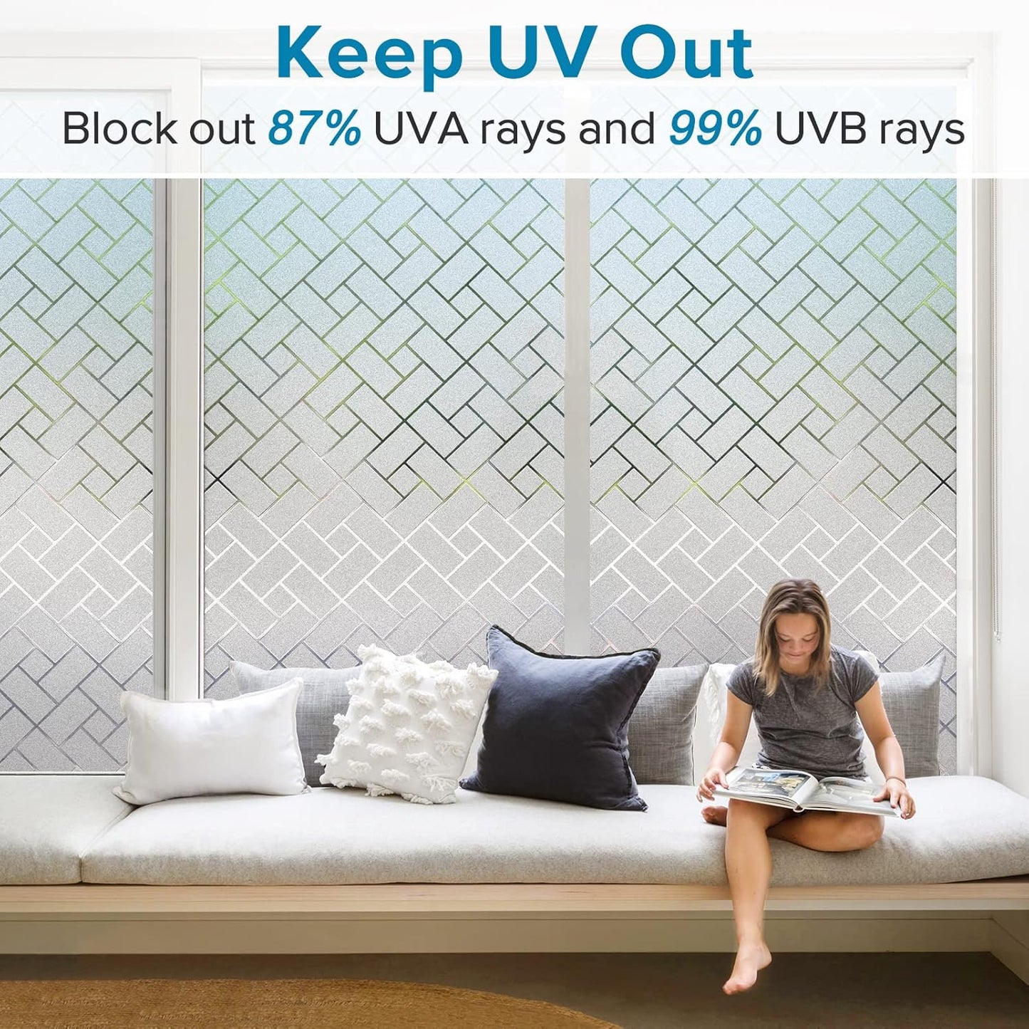 Window Privacy Film Frosted Glass Window Film, Heat Blocking Privacy Film for Glass Windows,Brick