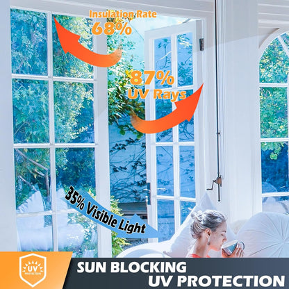 One Way Window Film Daytime Privacy Mirror Effect Reflective Window Tint for Home Self Adhesive UV Sun Blocking Heat Control Glass Door Films