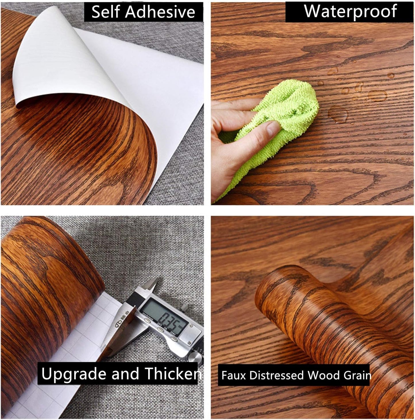 Wood Grain Peel and Stick Vinyl Wallpaper Waterproof, 24Inch x 78Inch Renovation for Home,Furniture