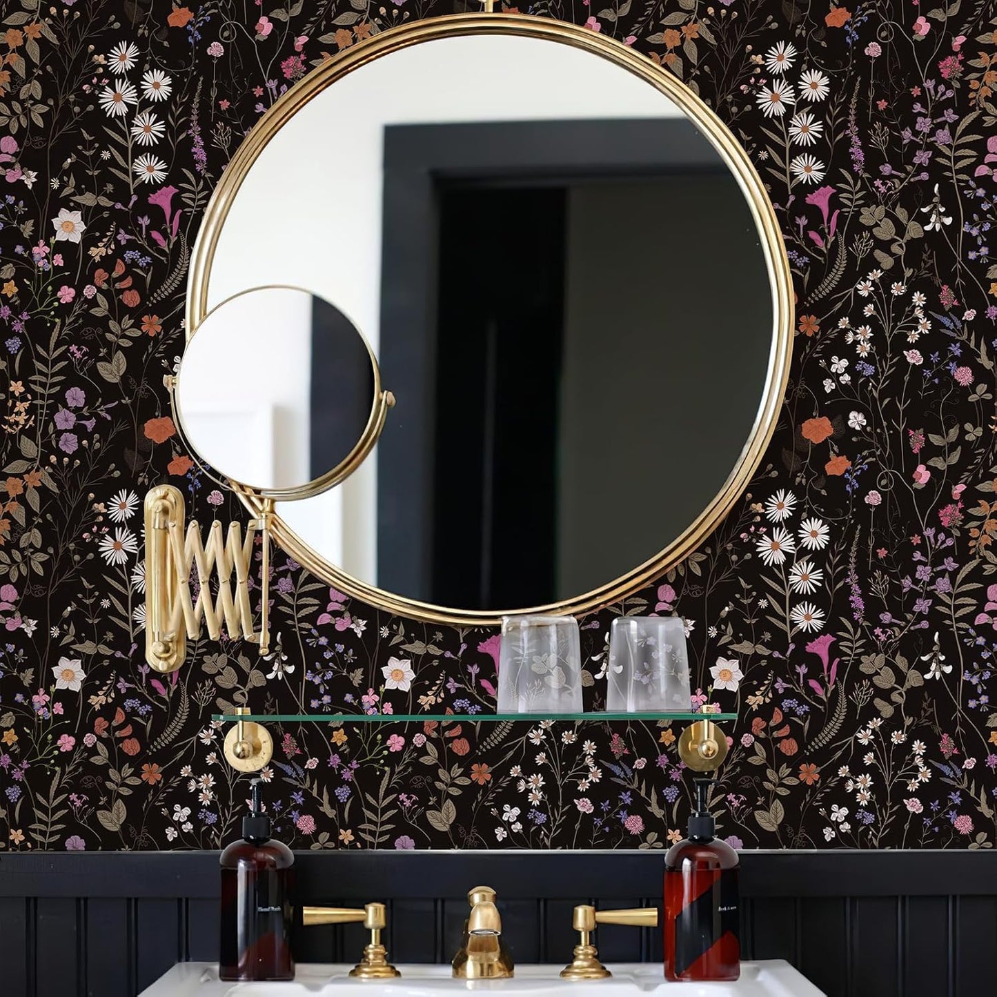 Floral Peel and Stick Self Adhesive Wallpaper for Bedroom, Living Room, Kitchen Decor Wall Sticker Removable Flower Contact Paper