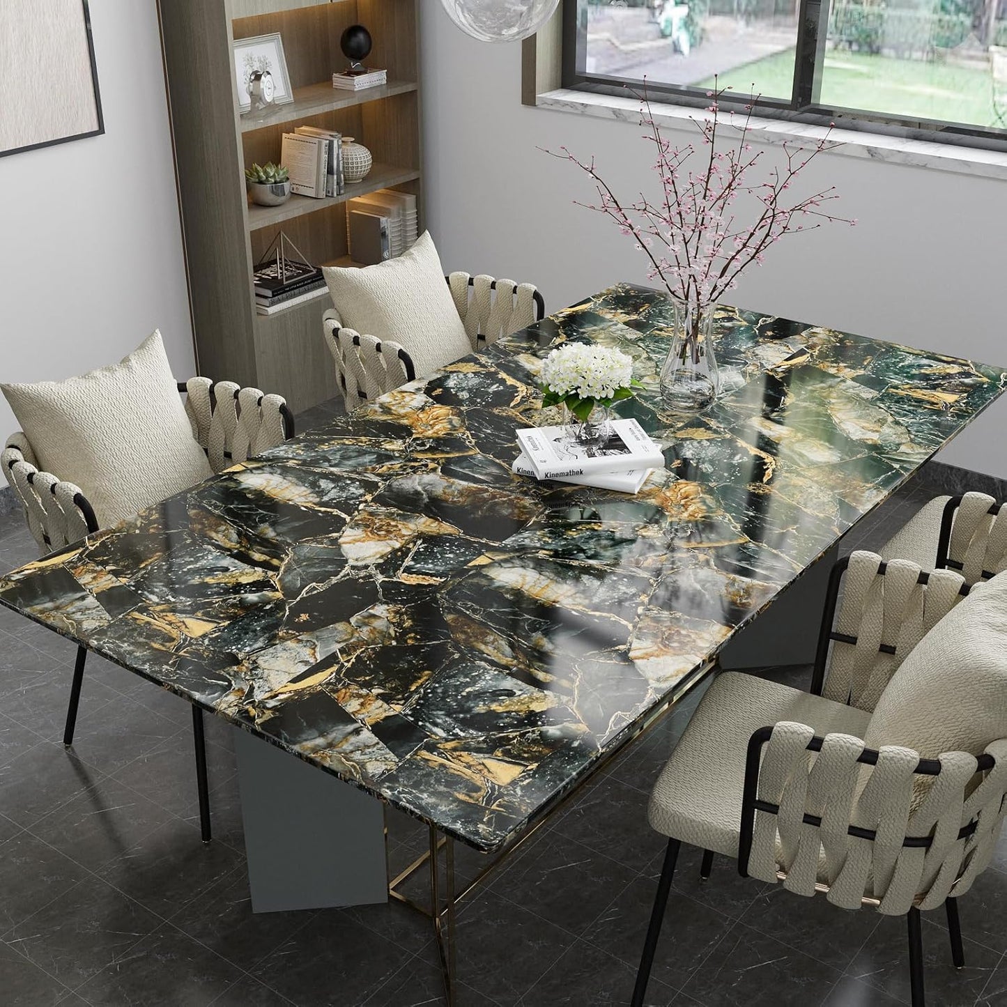 Blue Marble Contact Paper Granite Wallpaper Peel and Stick Self-Adhesive Waterproof Removable for Renters Table