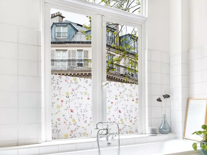 Window Privacy Film - Stained Glass Window Film Static Cling UV & Heat Blocking Rainbow Window Film for Glass Doors, Bedroom Windows,Floral