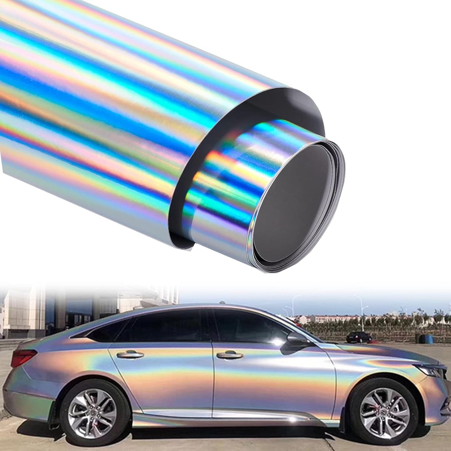 Holographic Glossy Car Wrap Adhesive Film Automotive Vinyl Sticker for Cars Motorcycle DIY Detailing Paper Air Release Decal