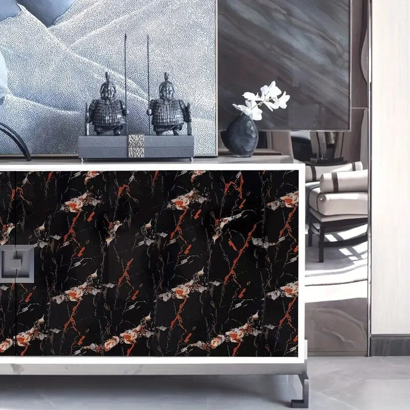 Contact Paper Black Marble Dark Granite Textured Waterproof Wallpaper Self Adhesive Removable Vinyl for Renter Countertop Bedroom Desk Cabinet Shelf Liner