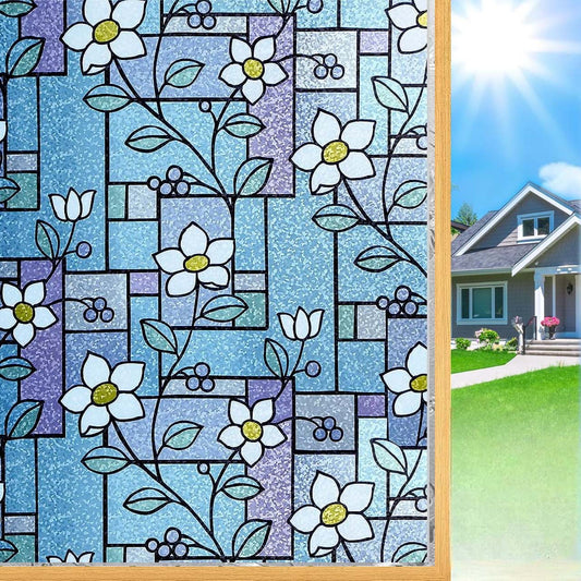 Stained Glass Window Film, Window Clings, Window Privacy Film  Clings 3D Decorative Colorful Glass Decals