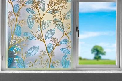 Decorative Frosted Glass Window Privacy Film, Static Cling Non-Adhesive Windows Sticker for Front Door Bathroom Heat Control Anti UV,